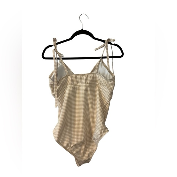 Cream and White One Piece Swimsuit with Adjustable Straps - Picture 3 of 5